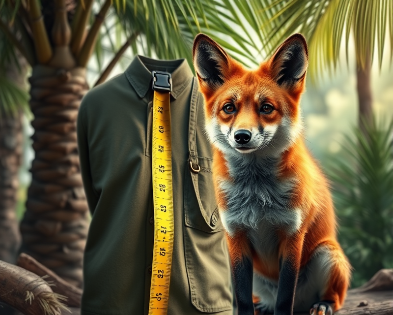 shirt, fox, dog, palm tree, tape measure